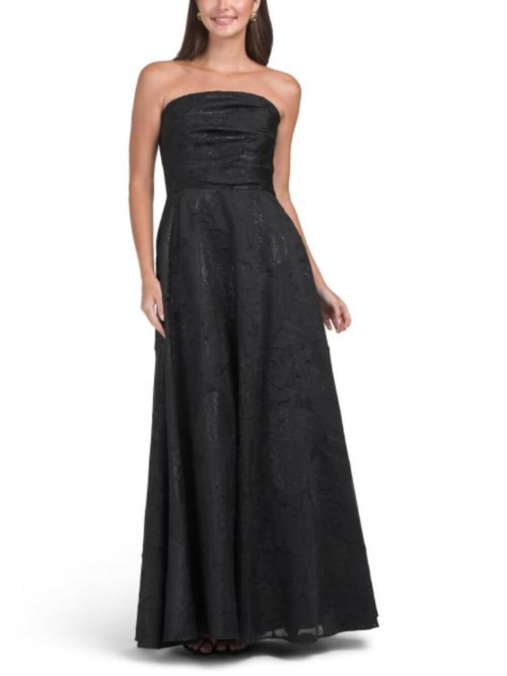 BETSY & ADAM Strapless Brocade Gown